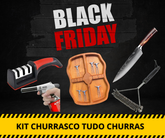 KIT CHURRASCO COMPLETO (60% OFF) - Petisqueira com 6 garfinhos + Faca + Afiador + Escova Limpa Grelha + Maçarico Culinário