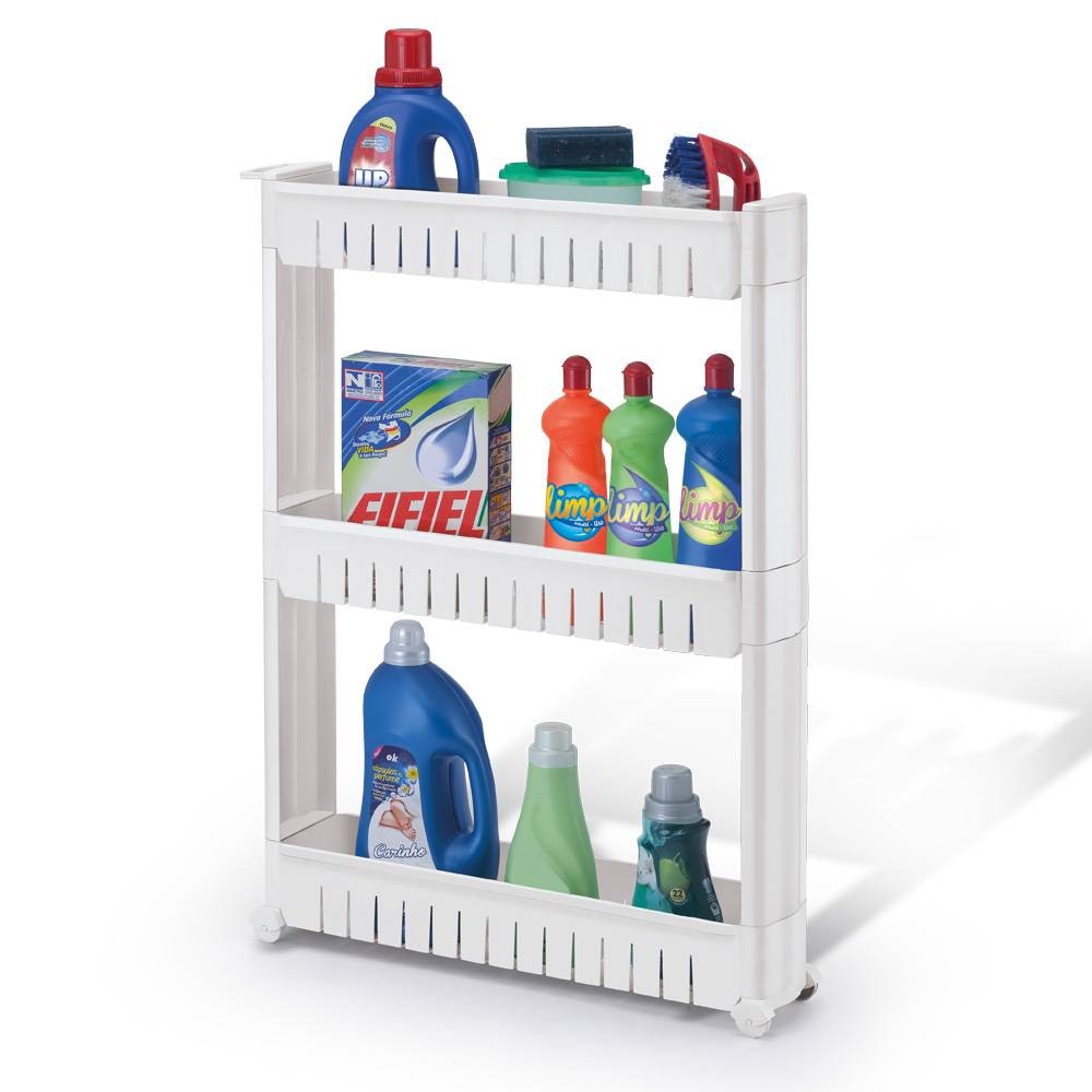 Prateleira de Carrinho Organizador Prateleira Multiuso com Rodinhas Branca