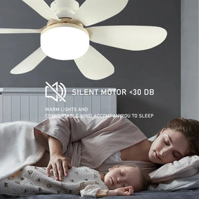 Ventilador de Teto Moderno 6 Pás com Luz LED Silencioso e Controle Remoto – Design Elegante para Quartos e Salas